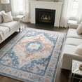 thumbnail image 1 of Homore Distressed Blue Medallion Area Rug Low Pile Non-Slip Carpet for Living Room, 6' x 9', 1 of 8