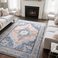thumbnail image 1 of Homore Distressed Blue Medallion Area Rug Low Pile Non-Slip Carpet for Living Room, 8' x 10', 1 of 8