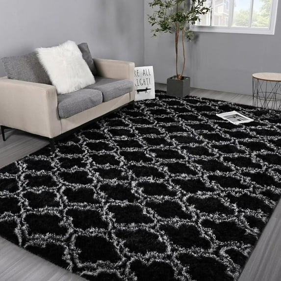 Homore Geometric Area Rugs for Bedroom Living Room Decor 6' x 9' Black/White