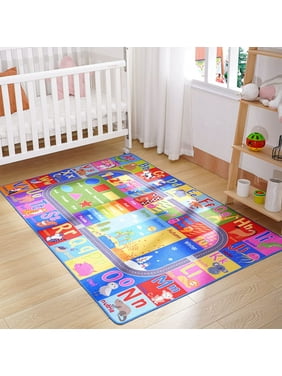 Homore Kids Learning Rugs Collection, Multicolor Kids Play Rugs ABC Numbers Shapes Educational Area Rug 35