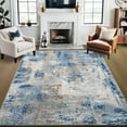 thumbnail image 1 of Homore Modern Distressed Abstract Faux Wool Area Rug, 5' x 7', Blue, 1 of 7