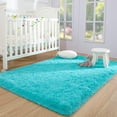 thumbnail image 1 of Homore Modern Shaggy Velvet Carpet for Living Room, 4' x 5.3' , Blue, 1 of 7
