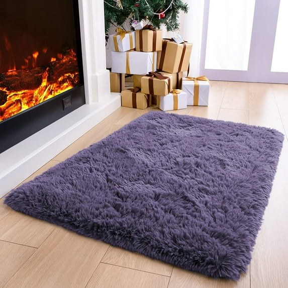 Homore Super Soft Area Rugs Fluffy Carpets for Bedroom Kids Girls Boys Living Room 2' x 3' , Grey Purple