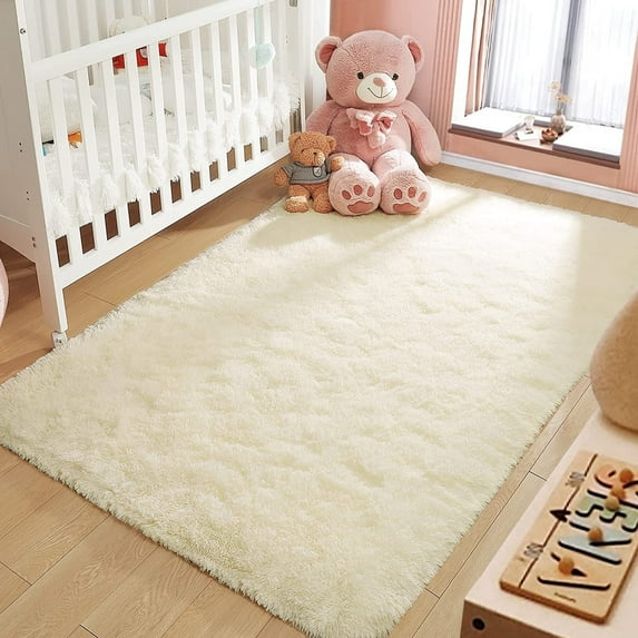 Homore Super Soft Area Rugs Fluffy Carpets for Bedroom Living Room 6' x 9' , Beige