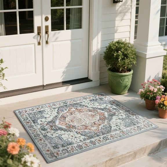 Homore Traditional Pattern Mystic Medallion Area Rug, 2' x 3', Blue