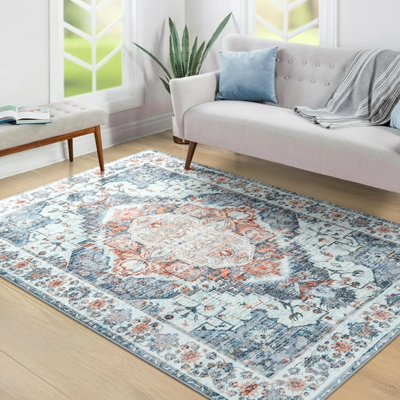 Homore Traditional Pattern Mystic Medallion Area Rug,4' x 6',Blue