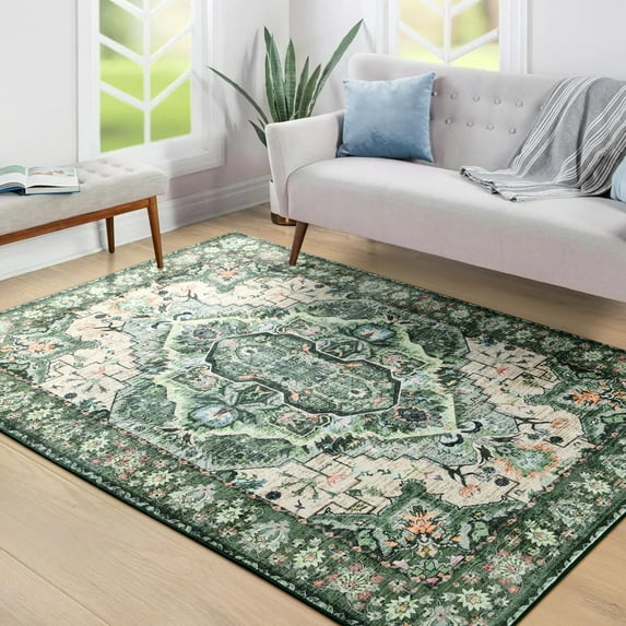 Homore Traditional Pattern Mystic Medallion Area Rug,4' x 6',Green