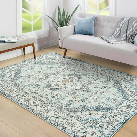 Homore Traditional Pattern Mystic Medallion Area Rug, 5' x 7', Blue