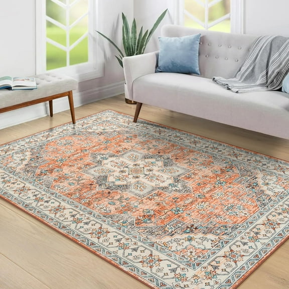 Homore Traditional Pattern Mystic Medallion Area Rug, 5' x 7', Red