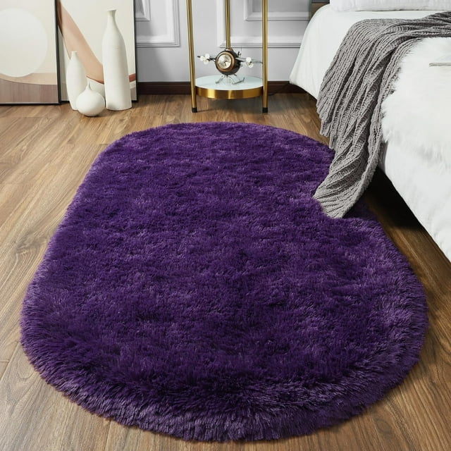Homore Ultra Soft Modern Oval Rugs for Bedroom,2.6' x 5.3',Grape Purple