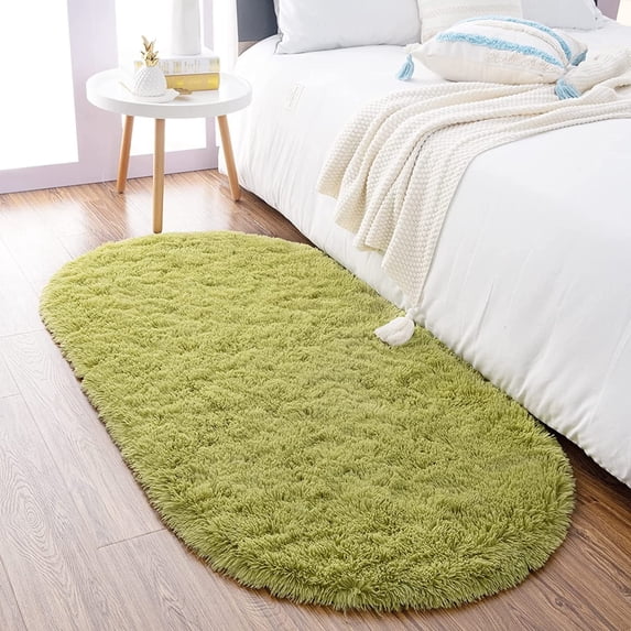 Homore Ultra Soft Modern Oval Rugs for Bedroom, 2.6' x 5.3' , Green