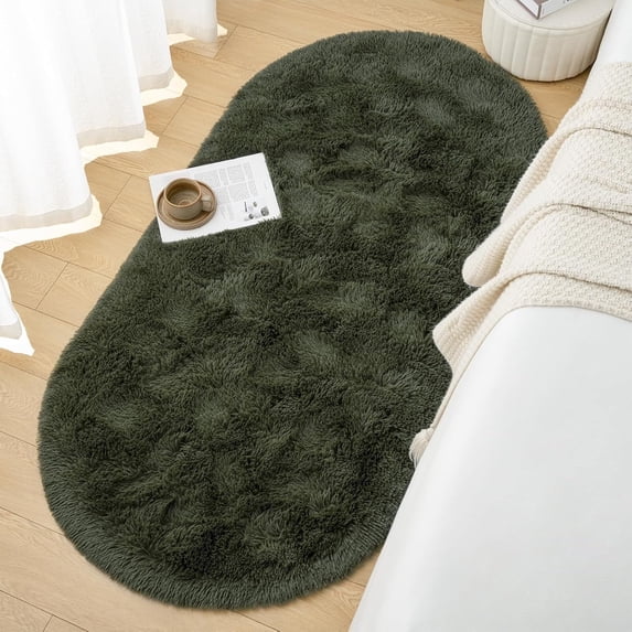 Homore Ultra Soft Modern Oval Rugs for Bedroom,2.6' x 5.3',Olive