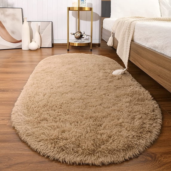 Homore Ultra Soft Modern Oval Rugs for Bedroom, 3.2' x 6.2', Khaki