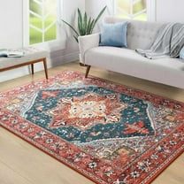 Homore Vintage Boho Oriental Medallion Area Rug, 5' x 8', Red