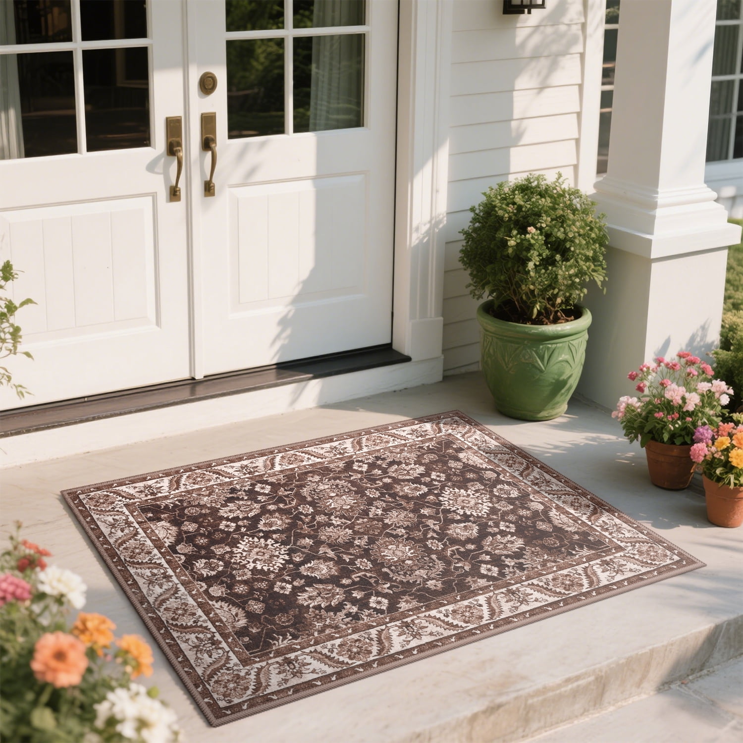 Homore Vintage Boho Traditional Oriental Faux Wool Area Rug, 2' x 3 ...