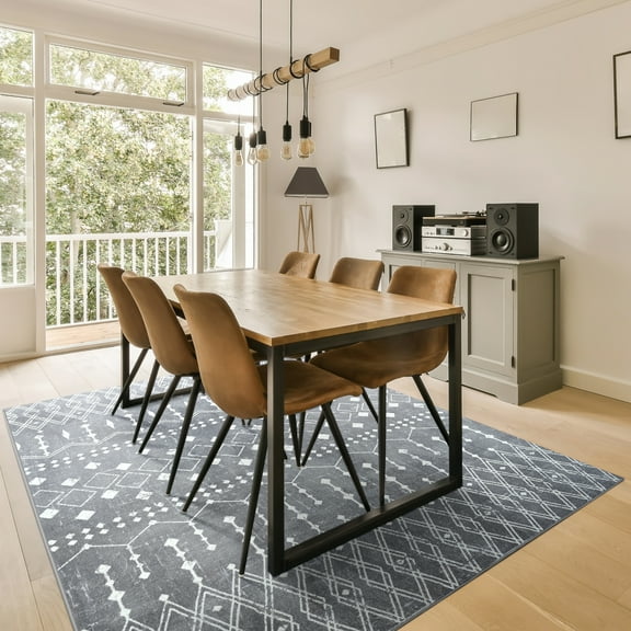 Homore Vintage Farmhouse Geometric Moroccan Trellis Area Rug,6' x 9',Gray