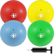 Homotte 4 Colors Playground Balls for Kids 3+ and Adults, 8.5 Inch Kick Balls, Four Square Dodge Balls Set for Outdoor Yard Lawn Beach Toy with Hand Pump