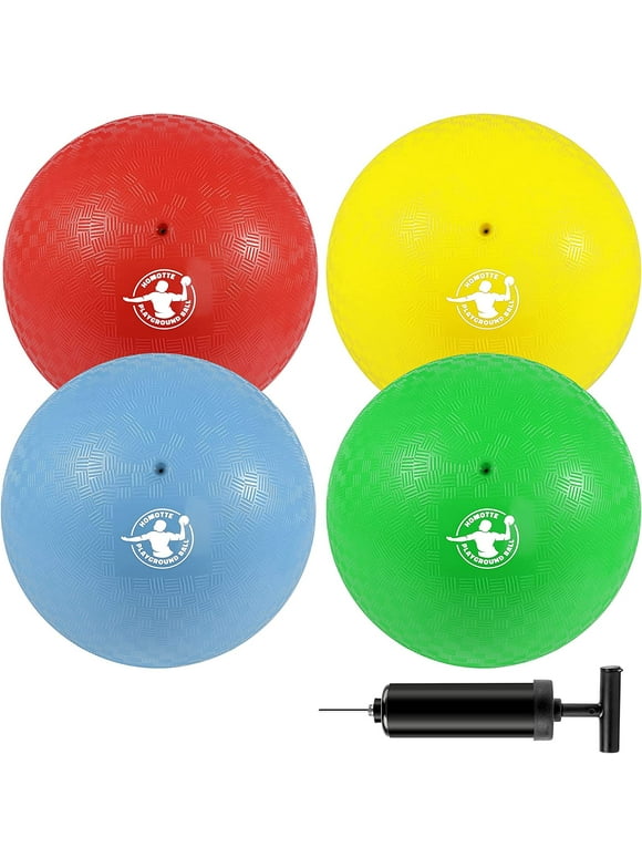 Homotte Dodgeballs Playground Balls 8.5", Dodge Ball Set for Kids & Adults, Bouncing Kickballs Handball for Outdoor & Indoor Games - Includes Pump