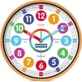 Homotte Kids Wall Clock for Bedroom, 10 inch Round MultiColored Learning Clock, Children's