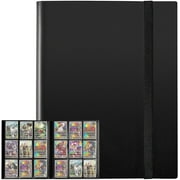 Homotte Trading Cards Binder,9 Pockets Trading Card Binder Sleeves , 360 Side Trading Card Holder Carrying Card Case Fit for Baseball Cards, Trading Cards, Football Cards(Black)