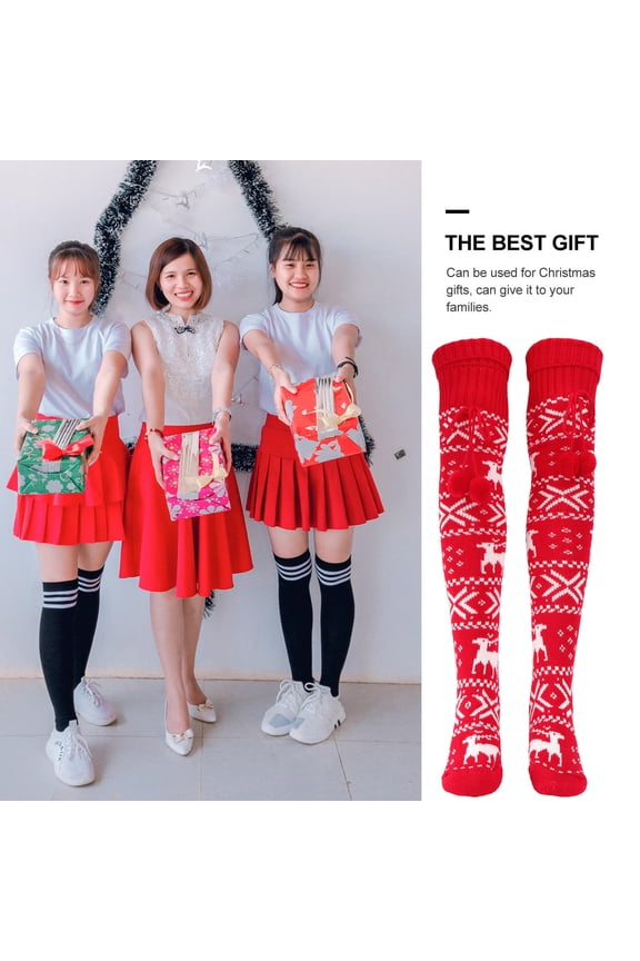 Short Boot Socks for Women Red Acrylic 1 Pair 75x3.1in