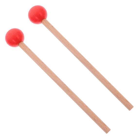 Homoyoyo Wooden Marimba Mallets with Red Handles, 1 Pair for Professional Musicians, Music Practice, and Performance Use