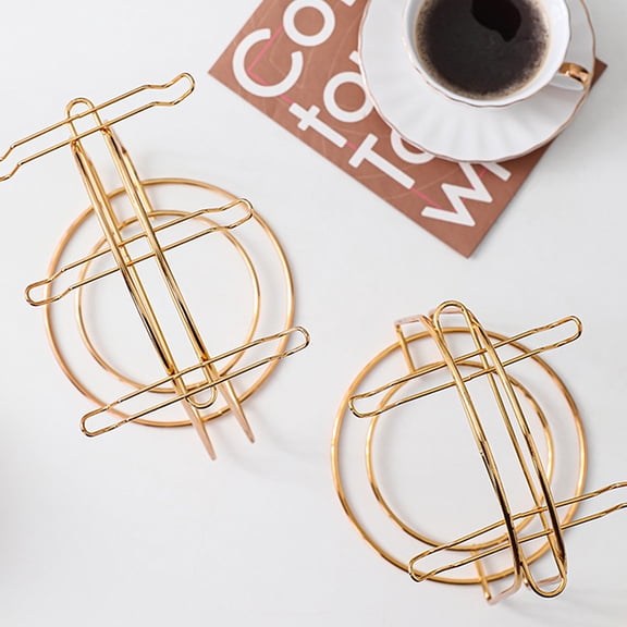 Homoyoyo Golden Iron Cup Drainer with Tight Welding, Rust-Resistant and Fade-Resistant Finish for Kitchen Use