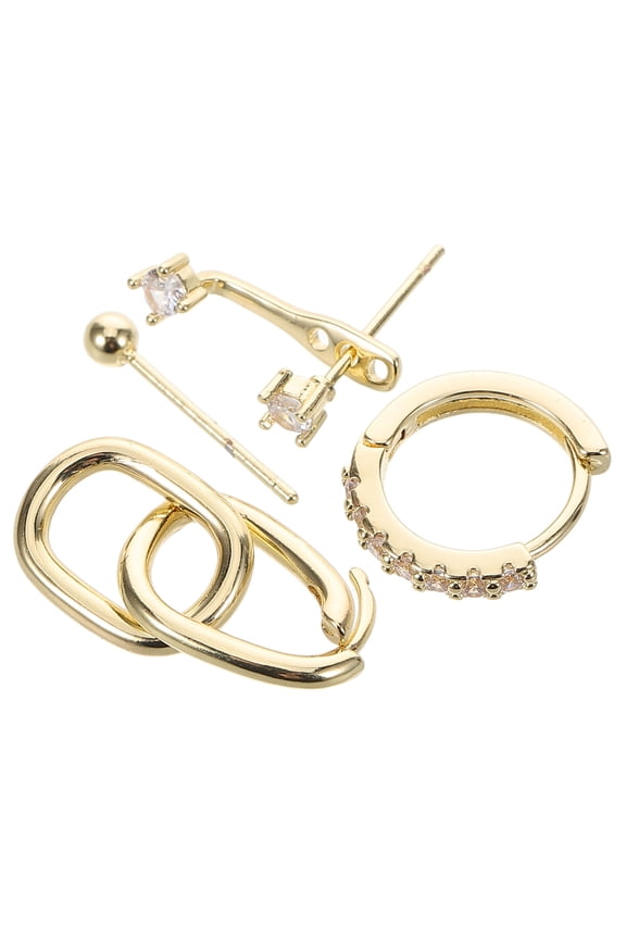Small Golden Copper Rhinestone Hoop Earrings Set for Women, Stylish Versatile Jewelry Accessories