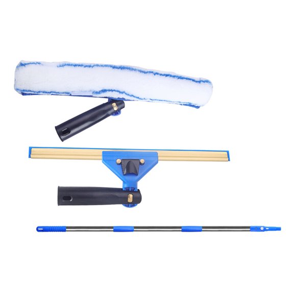 Homoyoyo 1Set Blue Extendable Window Cleaning Squeegee with Microfiber Scrubber for Home and Car