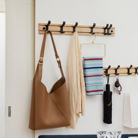 Homoyoyo Wood Hanger Hooks Set for Laundry Room Clothes Hanging, Khaki Wooden Hooks, 1 Set