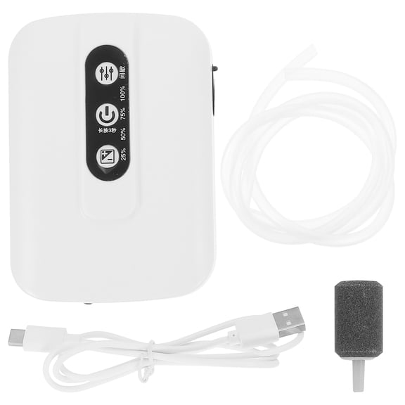Homoyoyo White Fish Pump, Portable Silent USB Rechargeable Aquarium Oxygen Bubbler for Freshwater and Tanks