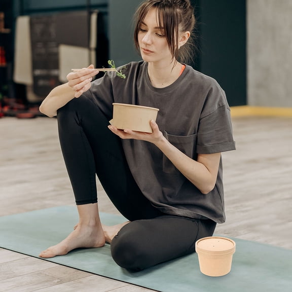 Homoyoyo Ice Cream Paper Cups Khaki Smooth Touch Disposable Snack and Meal Cups 10 Sets