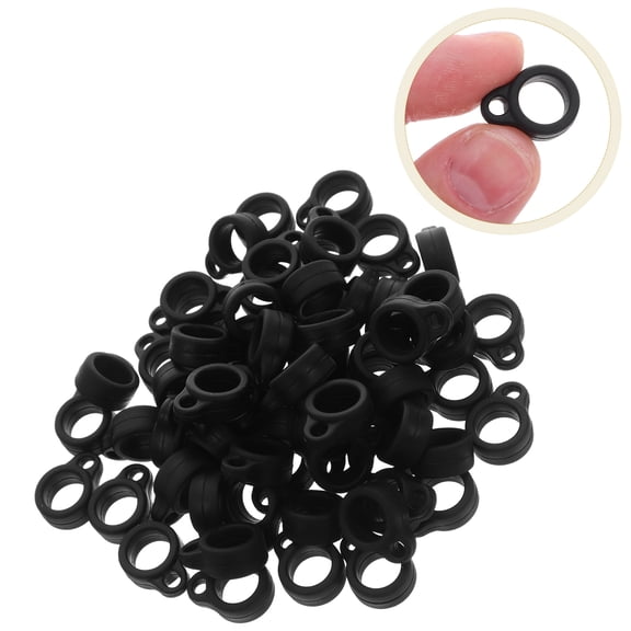 Homoyoyo 100Pcs Anti Lost Rings Band Flexible Black Silicone Rings with Wrist Strap Lanyard