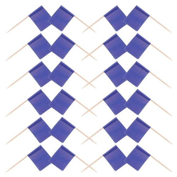 Homoyoyo 100Pcs Blue Cupcake Flag Toppers and Cheese Markers for Wedding Party Decor