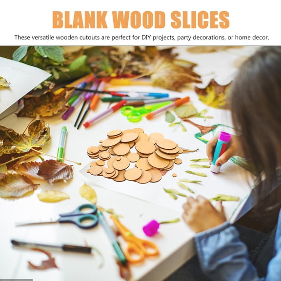 Homoyoyo 100 Pcs Unfinished Wood Rounds Khaki for Crafts Projects and Pet Toys