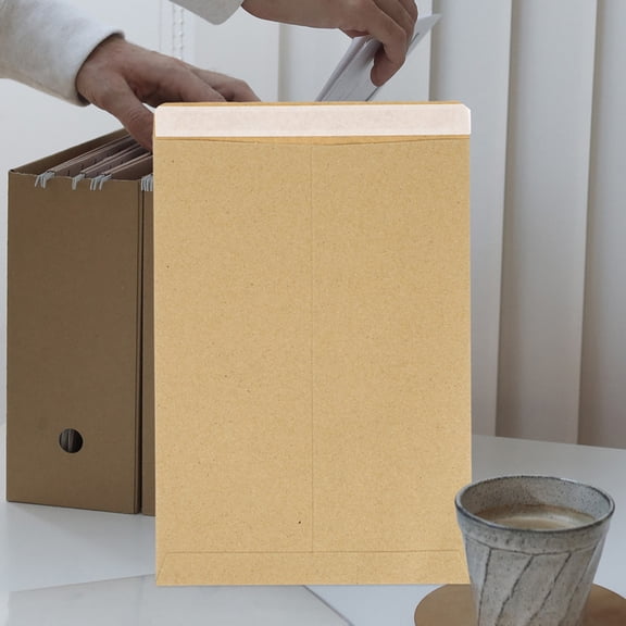 Homoyoyo 100 Count Vintage Kraft Paper Document Pouches, Khaki Multi-Purpose Storage Envelopes for Files, Receipts, Photos