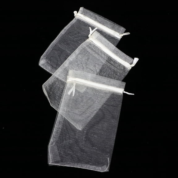 Homoyoyo Beige Organza Bags 100 Pieces - Sheer Drawstring Favor Pouches for Party, Wedding, Jewelry, and Presents
