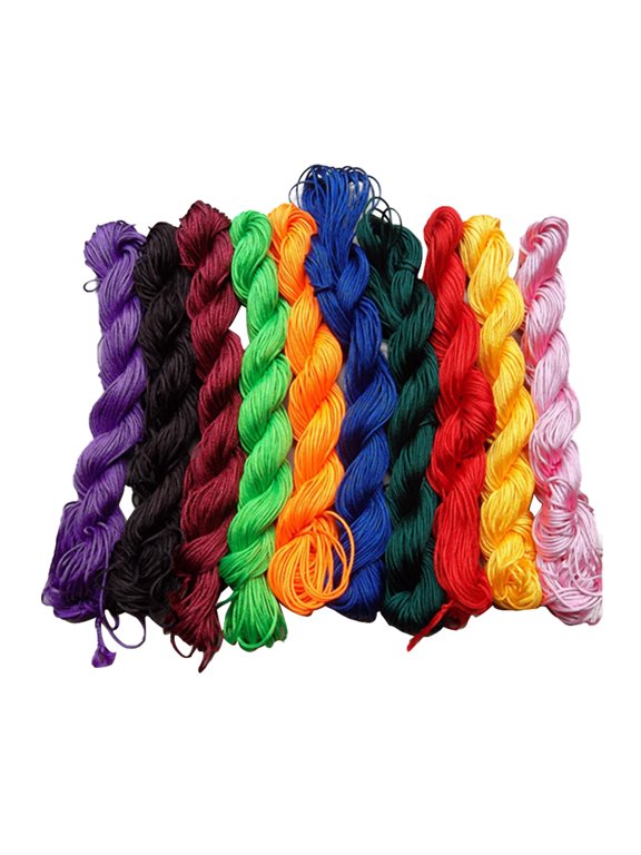 10Pcs Assorted Color Beading Cord Strong Braided Nylon String for Keychain Making Crafts