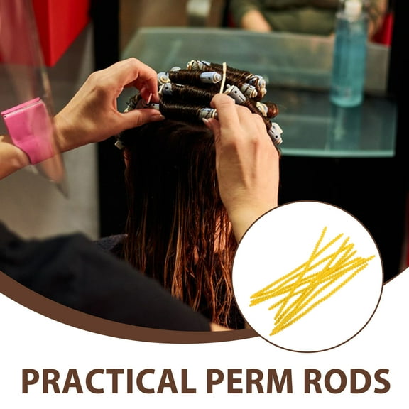 Homoyoyo 10Pcs Silicone Spiral Perm Rods Yellow Flexible Hair Curlers for Styling with Strong
