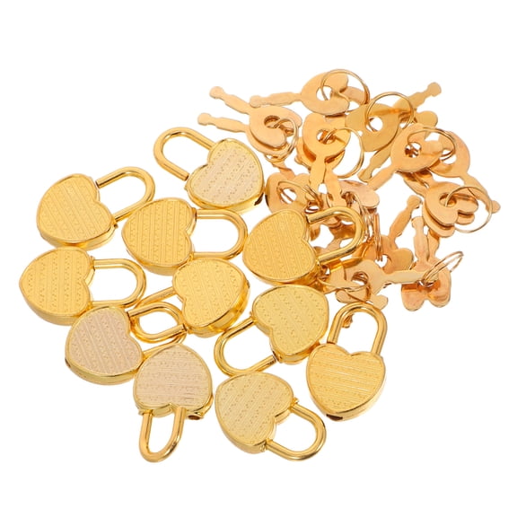 Homoyoyo Portable Notebook Security Padlock with Key, Heart-Shaped Zinc Alloy Diary Lock, Tiny Lock