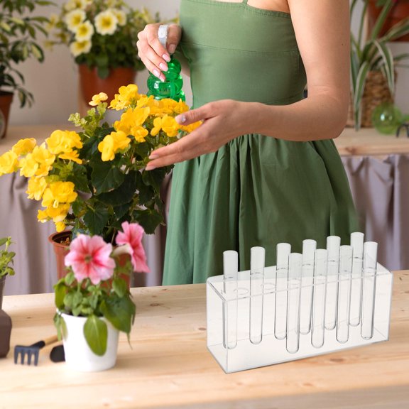 Homoyoyo 12Pcs Acrylic Water Tubes for Flowers Stable Support Multi-Functional Plant Hydration Tubes