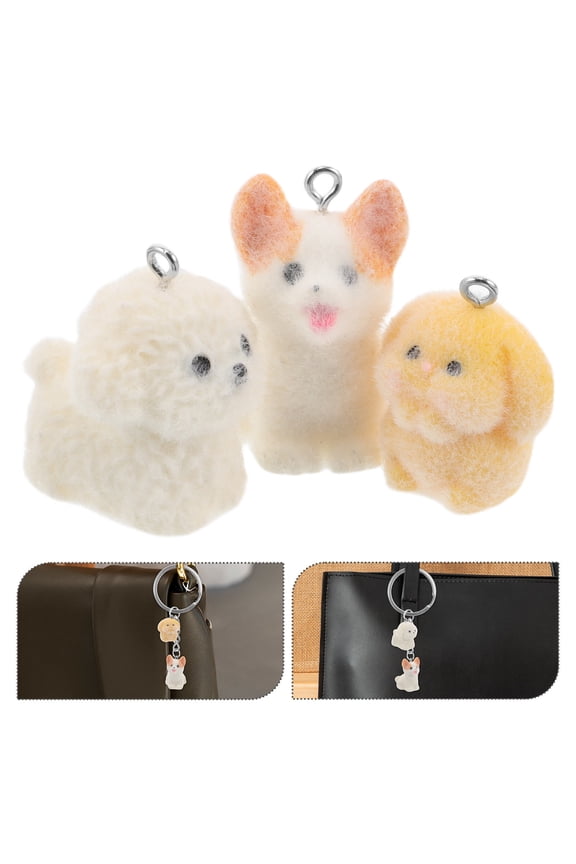 12Pcs Animal Resin Dog Pendants Flocking Puppy Charms for Jewelry Making Crafting Accessories