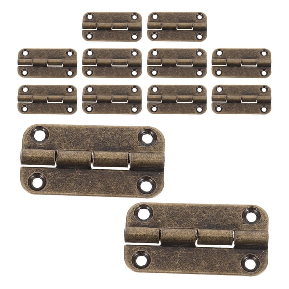 Homoyoyo 12Pcs Rounded Corner Hinges for Wooden Cabinets Antique Bronze Small Iron Hardware for DIY Repairs
