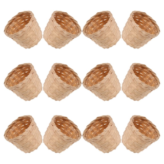 Homoyoyo 12pcs Tiny Basket Beige Bamboo Miniature Woven Baskets For Office Users