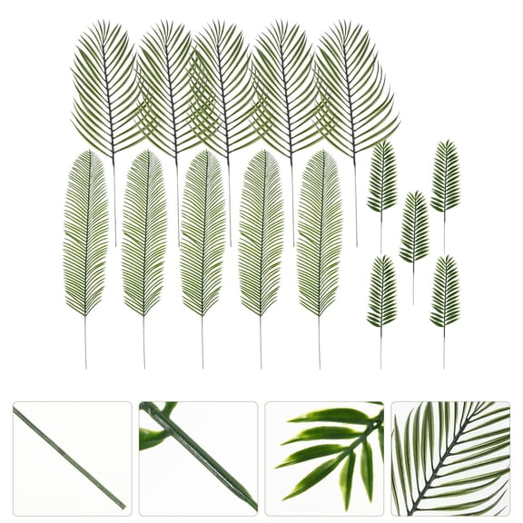 Homoyoyo 15Pcs Faux Tropical Leaf Decor Green Plastic Leaves for Home Office Wall Art and Party Decoration