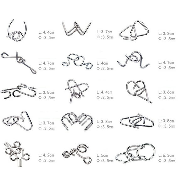 Homoyoyo 15-Piece Teaser Puzzle Set with Metal Buckles for Challenging and Fun Family Games