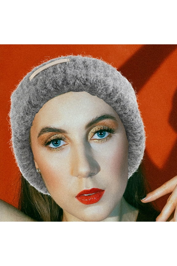 Grey Oversized Knitted Acrylic Winter Beanie Hat for Women and Girls, Warm Indoor and Outdoor Cold Weather Accessory