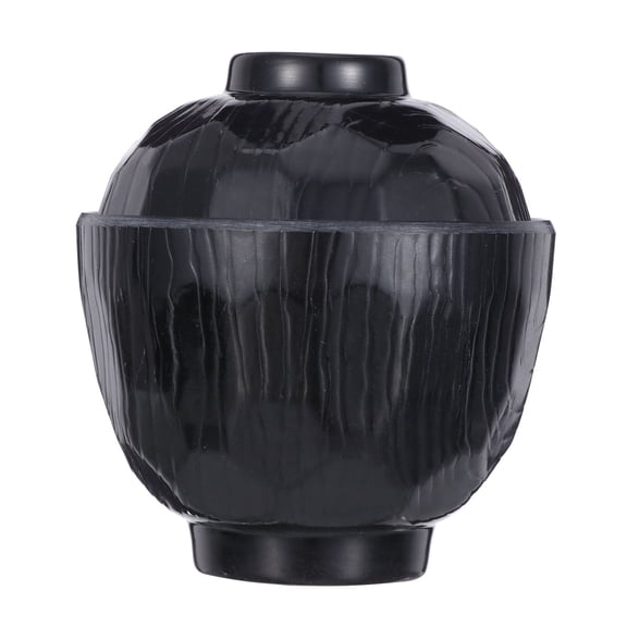 Homoyoyo 1Pc Elegant Black Japanese Style Miso Bowl with Lid for Soup and Noodles