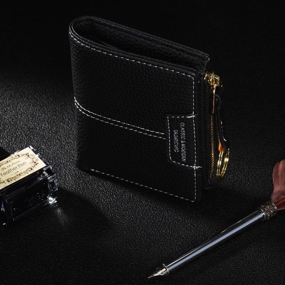 Homoyoyo Women's Black PU Key Wallet with Zipper and Keychain, Compact and Stylish for Everyday Use