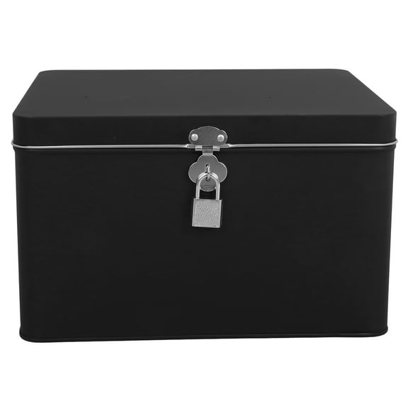 Homoyoyo Metal Storage Box with Lid, Vintage Lockable Tinplate Organizer for Office and Home Use, 1 Piece